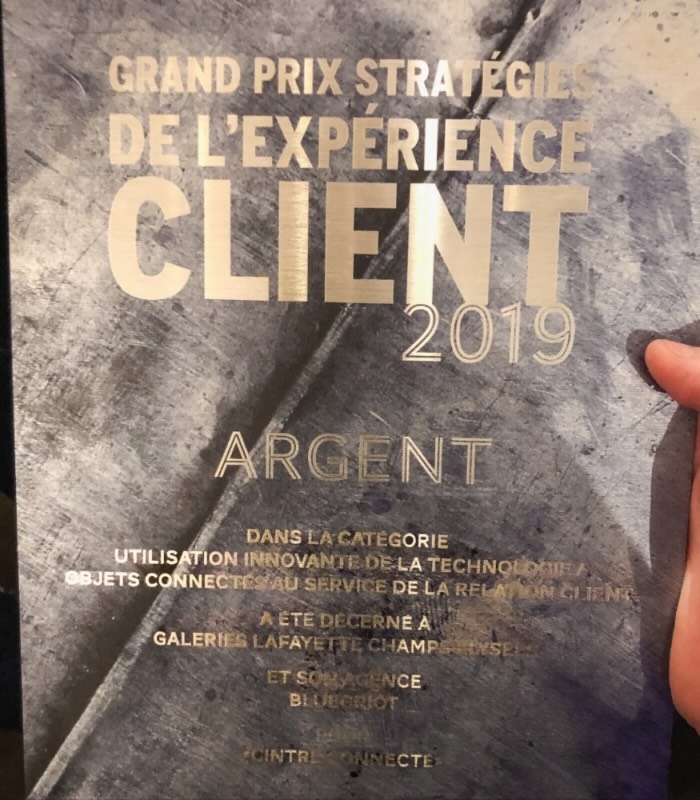Plaque du Grand Prix Stratégies de l'expérience client 2019, prix Argent