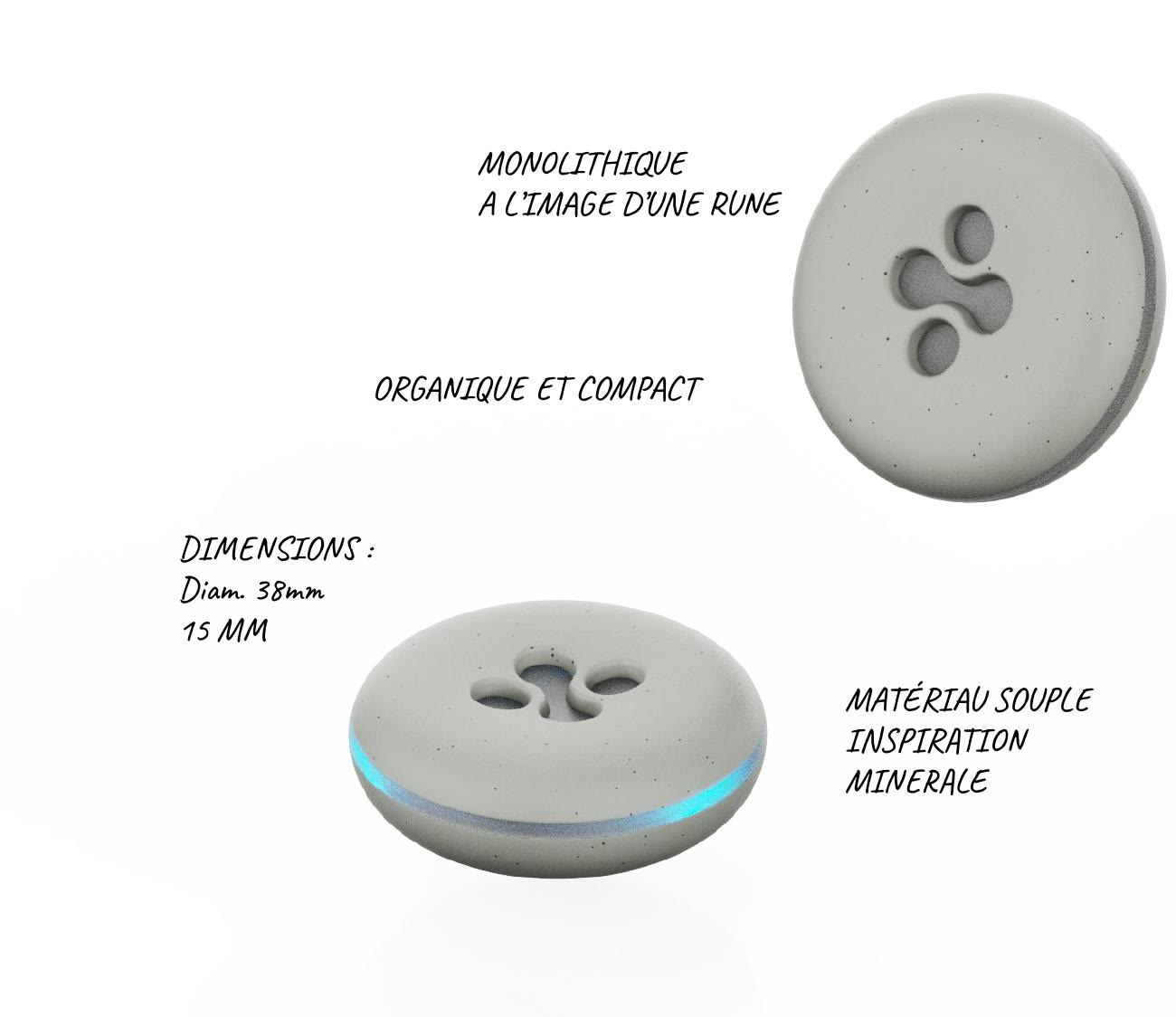 La rune annotée : monolithique, organique et compacte, 38 mm, matière souple d'inspiration minérale