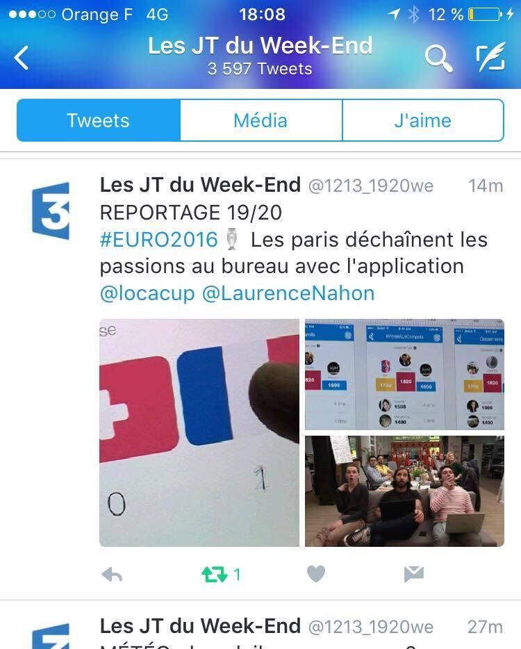 Annonce du reportage par France 3, mentionnant @locacup