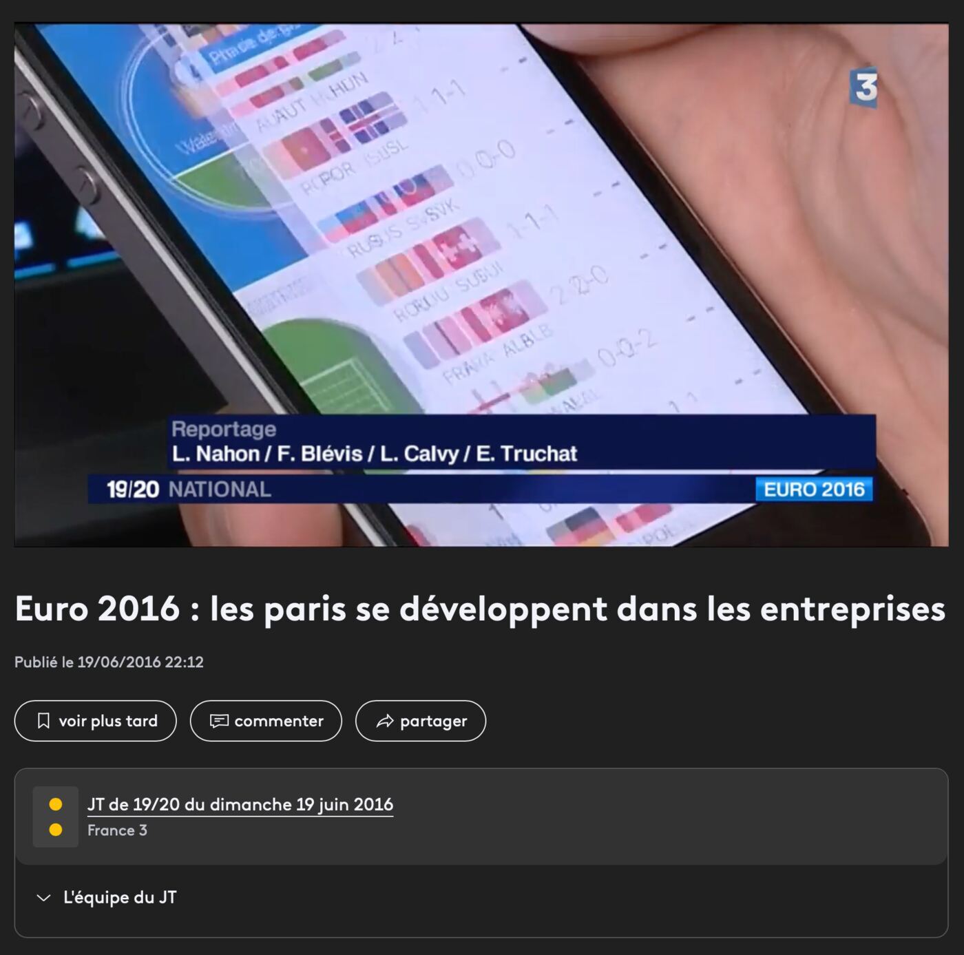 Reportage du 19/20 de France 3 : l'application Locacup à l'écran